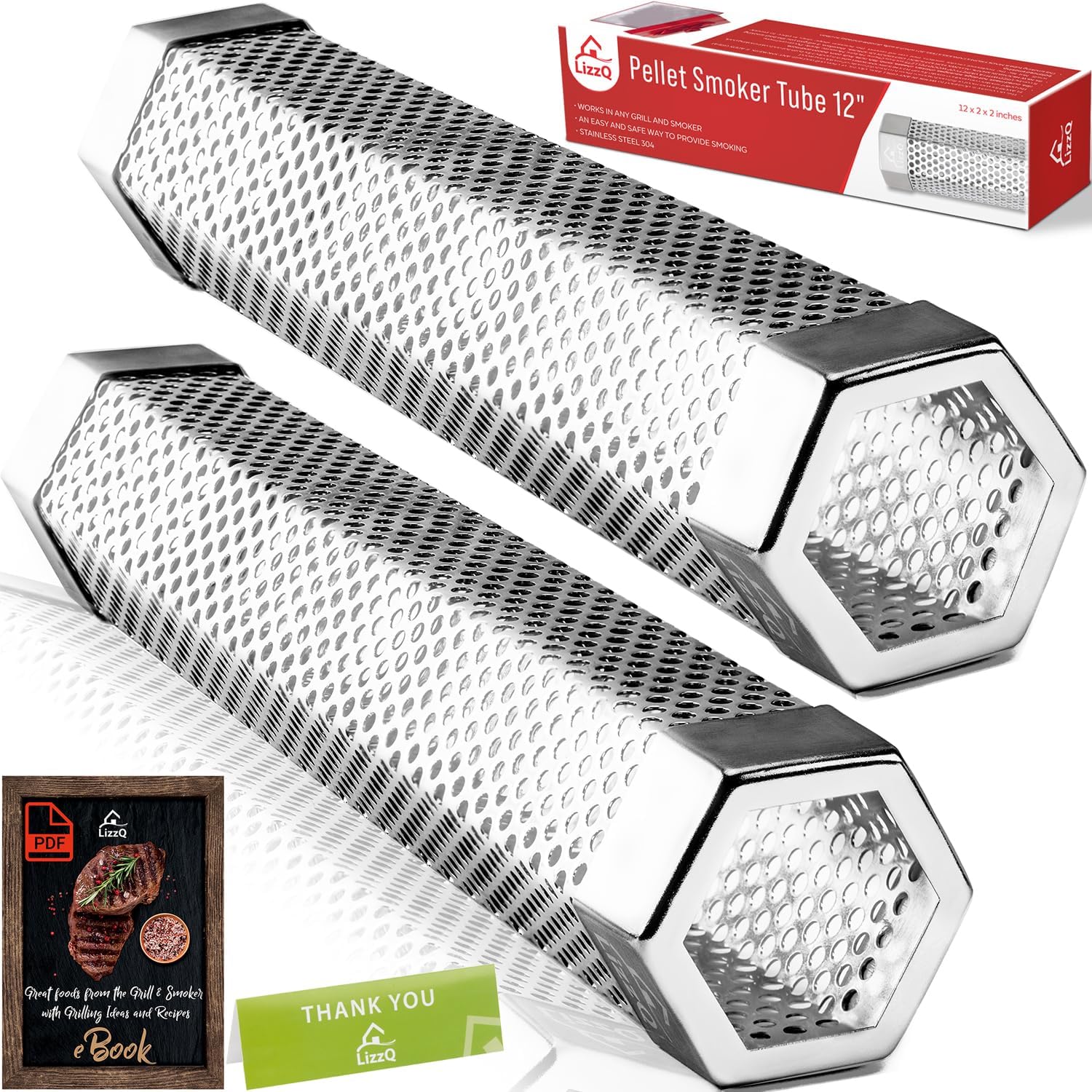 LIZZQ Tubo Ahumador Pellets 12" Set 2 - 5 Horas Humo